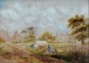 English School, 19th c - St Mary's Church, Ilkeston, Derbyshire, oil on millboard, 28 x 46.5cm,