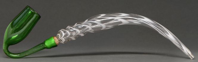 A Victorian ornamental 'Nailsea' glass pipe, 51cm l Undamaged