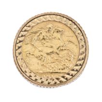 Gold coin. Sovereign 1912, mounted in a 9ct gold signet ring, 15.2g, size T Good condition