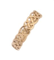 A 9ct gold openwork ring, Convention mark, size Q, 1.6g Slightly worn