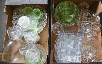 Miscellaneous cut and other glassware, including baskets, tazza, decanter, etc