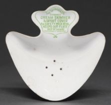 Dairy antiques. A Grimwade's earthenware combined cream skimmer & spout cover for the Safety Milk