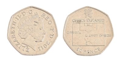 Coin, Great Britain, Fifty Pence, Offside Rule, 2011