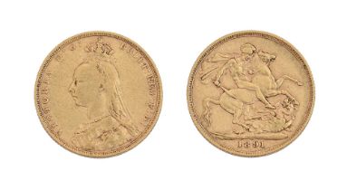 Gold coin. Sovereign 1891