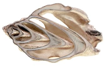 Fine silver. An Elizabeth II electroformed and seashell sculpture, 11.5cm l, part marked, by Ross