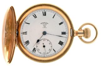 A North American gold plated hunting cased keyless lever watch, early 20th c, 52mm Not in working