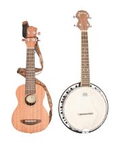 Musical Instruments. An Ashbury banjo ukelele, 20th/21st c, cased, 61.5cm l, and a Donner