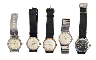 A Zenith stainless steel self-winding gentleman's wristwatch, 2600, 34mm diam and four various other