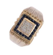 A diamond signet ring, in 9ct gold, Convention marked, 7.2g, size U Good condition