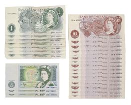 Paper Money. Ten Bank of England ten shillings, Fforde, part-runs of serial numbers, EF, ten various