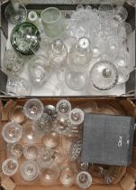 Miscellaneous cut and other glassware, including decanters, etc