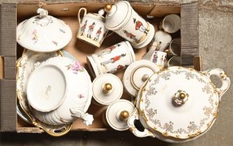 Continental ceramics, including two German porcelain tureens and covers, a Swiss porcelain tea