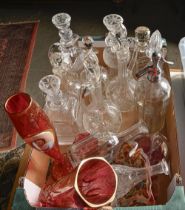 Miscellaneous glassware, including a Bohemian portrait vase, 36cm h, cut glass and other