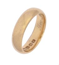 A 22ct gold wedding ring, engraved with a date, Birmingham 1918, 11.2g, size F Slight wear