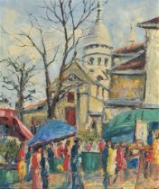 French School - Montmarte, oil on canvas, 53.5 x 44cm Would benefit from a light clean