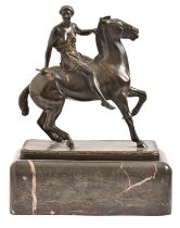 A German bronze equestrian statuette of Brunhilde, cast from a model by Georges Morin (1874 -