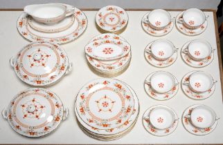 A Royal Worcester Chamberlain pattern dinner service, 20th c, eight-setting, comprising soup cups