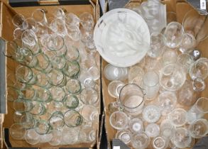 Miscellaneous glassware, 20th c, mostly drinking glasses, etc Generally good condition.