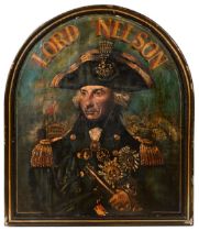 Folk Art. The Lord Nelson pub sign, painted with a half-length portrait after L.F. Abbott's of 1799,