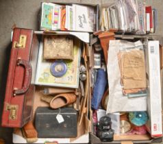 Miscellaneous items, including a red leather briefcase, Nikon digital camera, vintage jigsaw