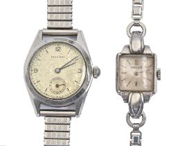 A Rolex stainless steel square lady's wristwatch, patented Superbalance movement, 17 x 36mm, on a