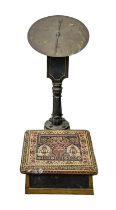A Victorian cast iron, brass and steel personal weighing scale, Salters Platform Machine to Weigh 18