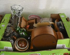 Miscellaneous items, including a 1930s walnut mantel clock, miscellaneous ceramics and decorative