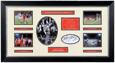 Soccer memorabilia. Framed photographs and signatures from Nottingham Forest, Notts County and