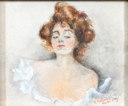 K Fullerton (1903) - Head of a Young Woman,  signed and dated, watercolour, 85 x 103mm Good