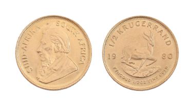 Gold coin. South Africa Half Krugerrand 1980