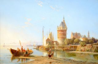 Pieter Cornelis Dommersen (1833-1918) - Hoorn on the Zuider Zee, signed and dated 1889, oil on