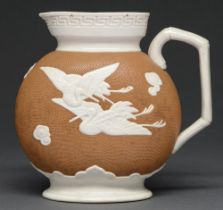 A William Brownfield press moulded Parian ware aesthetic Yeddo jug, designed in the manner of Dr