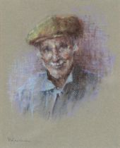 Dorothy J Goodman, late 20th c - Portrait of Cyril, signed, pastel on coloured paper, 23 x 19cm Good