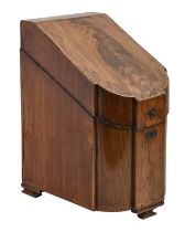A George III mahogany cutlery box, c1800, with barber pole stringing, 39.5cm h Interior adapted as a