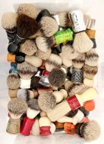 A quantity of vintage and later shaving brushes by various makers, including Eveready Razor Rock,