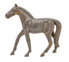 An Indian silver sculpture of a stallion, late 19th c or later, 31cm h, 51ozs 17dwts Good condition;