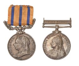 Africa Campaigns, two, British South Africa Company's Medal, Matabeleland 1893 reverse and Queen's