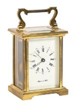 A brass carriage timepiece, by Mappin & Webb, with platform lever escapement movement, 10.5cm h