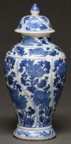 The Vung Tau Cargo. A Chinese blue and white vase and cover, c1690, painted with petal shaped panels