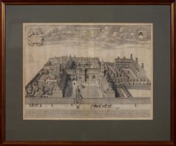 David Loggan (1634-1692) - Gonville and Caius College Cambridge, engraving, 37.5 x 49.5cm, three