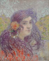 Maurice Chabas (1862-1947) - Bel, head-and-shoulders length portrait, in profile, signed and