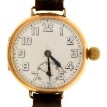 A 9ct gold wristlet watch, 32mm diam, Birmingham 1918 Good condition, complete and original,