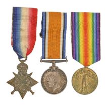 WWI, group of three, 1914-15 Star, British War Medal and Victory Medal 95180 Dvr W Weymouth RFA [