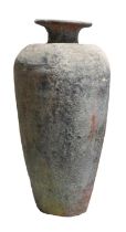 A tin glazed earthenware ovoid vase, with flared neck, 80cm h Numerous chips and scuffs but