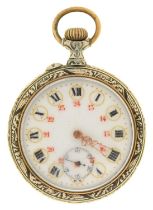 A Continental Art Nouveau keyless cylinder watch, c1910, 45mm diam Movement running when wound, in