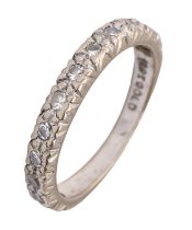 A diamond ring, in white gold marked 18CT GOLD, 3.4g, size L Slight wear