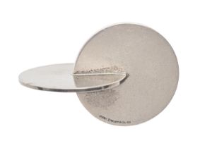 Tiffany & Co. A silver two disc desk weight, 70mm l, maker's mark, ©2004, import marked 2009, boxed,