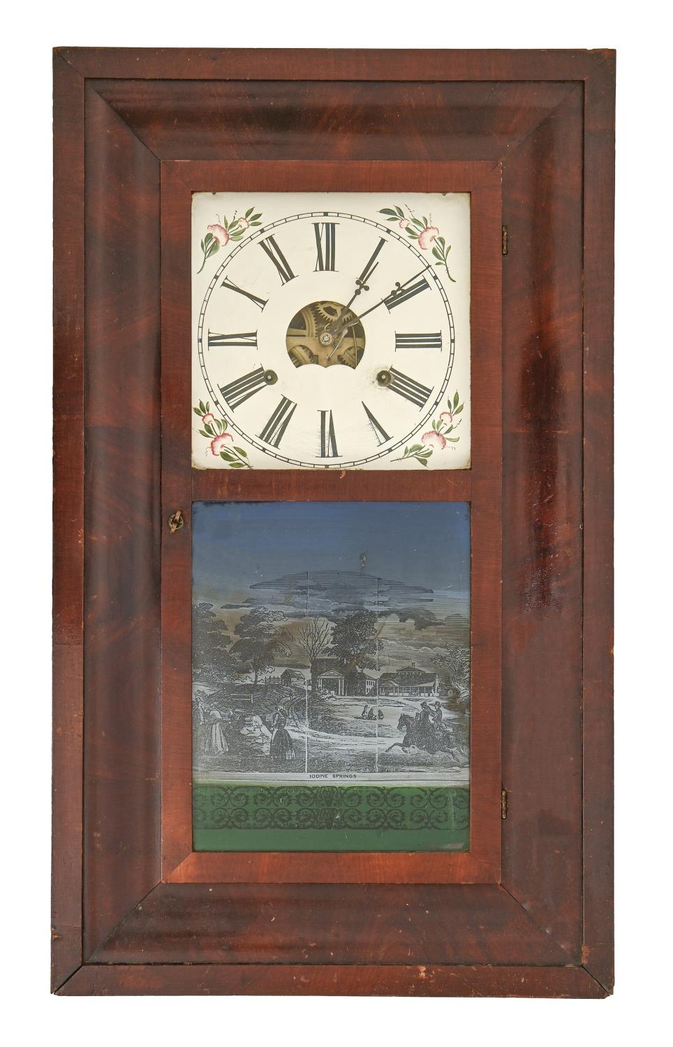A late 19th c giltmetal figural mantel clock, the case stamped PH Mourey with painted enamel dial,
