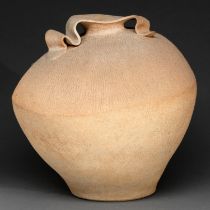 Studio ceramics. Audrey and Brian Haworth - Jar, unglazed earthenware, textured, 46cm h Good