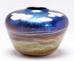Studio glass. An iridescent glass vase by Siddy Langley, signed and dated 81, also inscribed LGW (